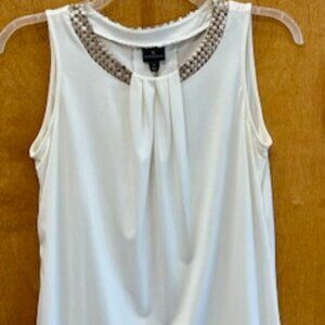 Worthington, Large, Off White Sleeveless Top with tan sequins.